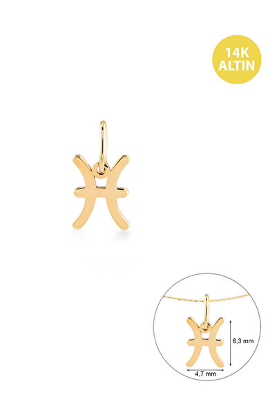 KURSHUNI Taşsız BALIK Burcu (Şubat 20 - Mart 20), 14K Altın Kolye Ucu