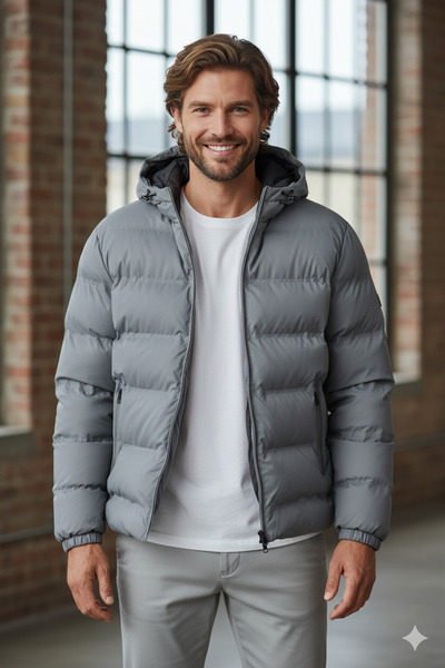 Jack & Jones Jack Jones Element Pu Puffer Gray Inflatable Men's Coat Jacket 12279239