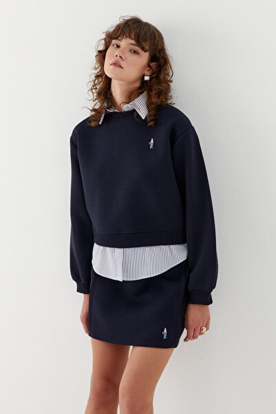 MARKALİSTE Striped Waist Lace-Up Mini Skirt Navy Blue