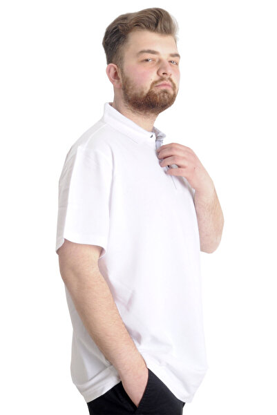 ModeXL Чоловіча футболка-поло - великий розмір, біла, модель 23321