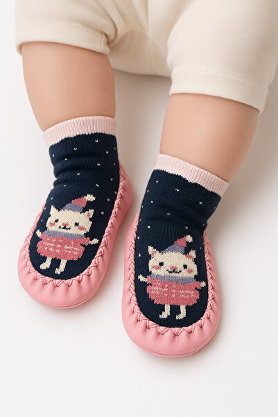 minissa baby kids Чорапи с подметки против хлъзгане, естествена кожа, топли зимни пантофи