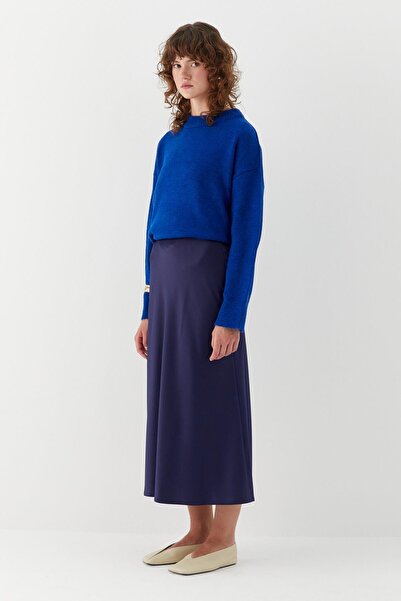 MARKALİSTE Satin Skirt Navy Blue