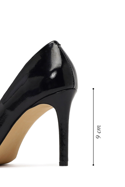 Derimod Women's Black Thin Heeled Patent Leather Stiletto 25Afd130616
