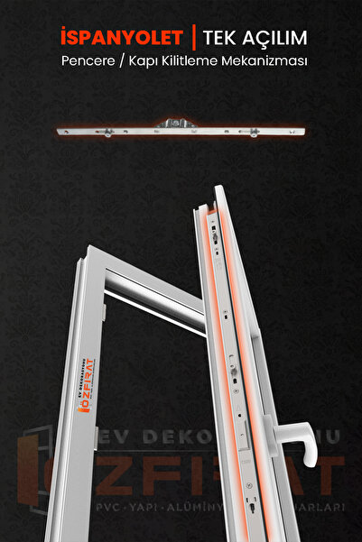 ÖZFIRAT PVC YAPI 100cm Tek Açılım İspanyolet – PVC Pimapen Kapı Pencere Kilidi – (1 Adet)