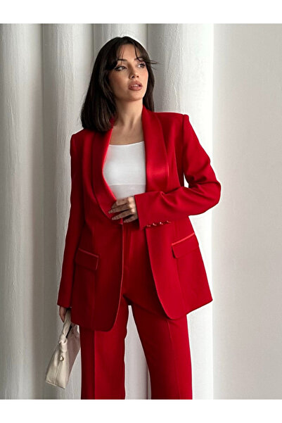 Vuntal BUTİK Satin shawl collar double suit Blazer