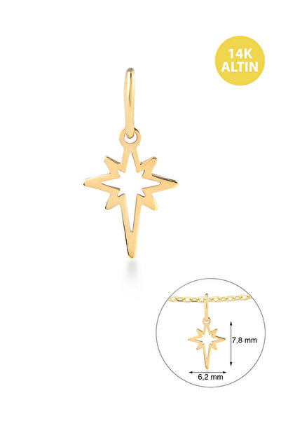 KURSHUNI Taşsız Ay, 14 Ayar Altın Kolye Ucu