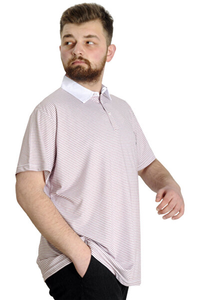 ModeXL Ανδρικό μπλουζάκι Mode Xl Large Size Polo γιακά ριγέ χαρτί 23340 Claret Red