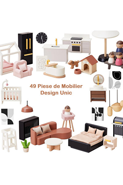 indiggo BabyBoutique Indiggo® MDF Wooden Dollhouse with Large Terrace