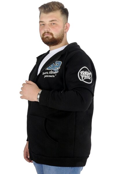 ModeXL Mode Xl Чоловічий светр з капюшоном і блискавкою You Earn 22521 Чорний