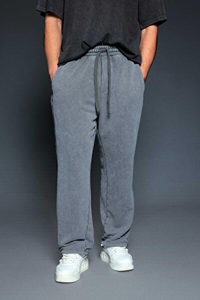 ablukaonline Men's Baggy Fit Washed Jogger Pants Smoked