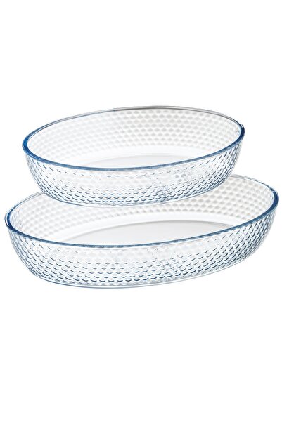HIC 2-Piece Heat-Resistant Pyrex Glass Baking Tray Set