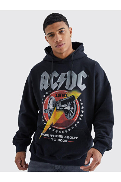 Freak Tshirt Hanorac unisex cu glugă, culoare neagră, AC/DC cu imprimeu Rock/...