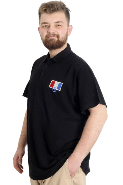 ModeXL Mode Xl Великий розмір Чоловіча футболка Polo Absolute Destıny 23335 Чорний