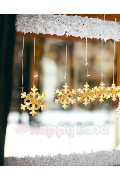 Happyland KartanesiDekoratif Led Işıklı Kar Tanesi Perde Led 3 m perde Led Sa...