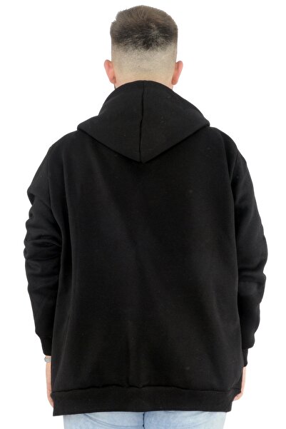 ModeXL Mode Xl Чоловічий светр з капюшоном на блискавці Nyc 22520 Чорний