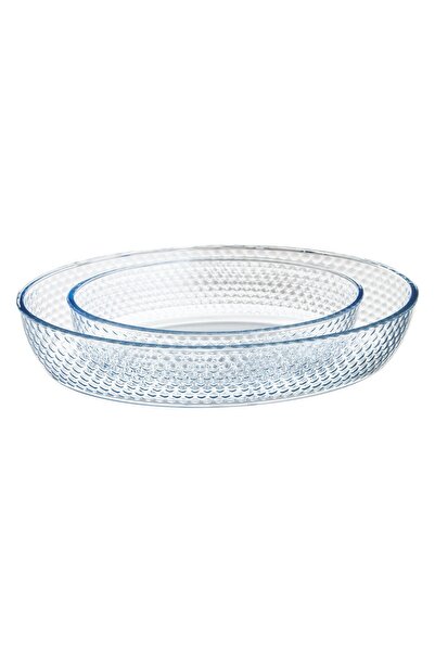 HIC 2-Piece Heat-Resistant Pyrex Glass Baking Tray Set