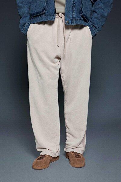 ablukaonline Men's Baggy Fit Washed Jogger Pants Stone