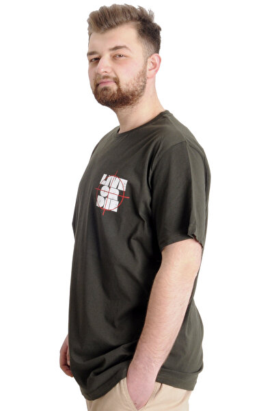 ModeXL Mode Xl Великий розмір Чоловіча футболка Lıve Or Dıe 23124 Хакі