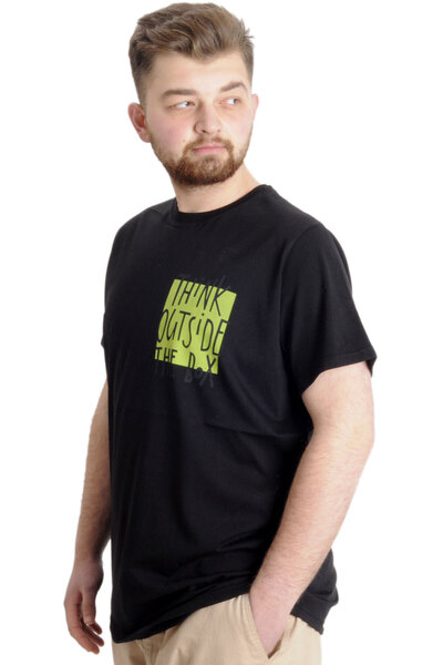 ModeXL Mode Xl Великий розмір Чоловіча футболка Outsıde 23106 Чорний