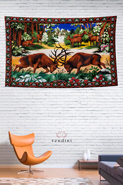 Vendini Vintage Series the Challenge of the Deer Wall Tapestry Wall Covering Wall Tapestry