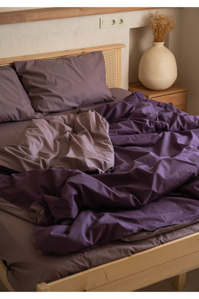 Monolisse 100% Cotton Akfil Double-Sided Duvet Cover Set Double Size 200X220 cm Purple Violet