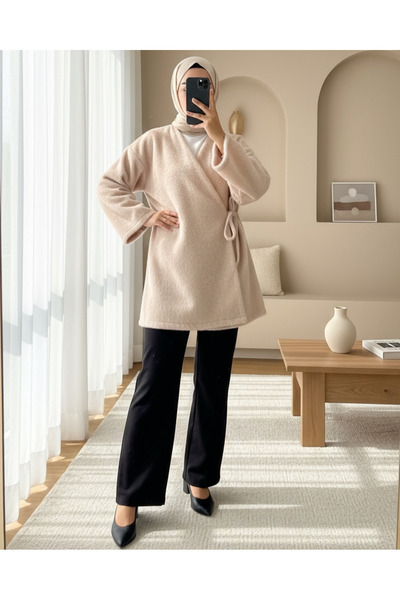 Modamorfo Шкіряний піджак з боковими застібками - бежевий