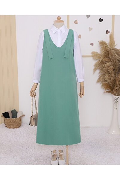 Modamorfo Μακρύ μπλουζάκι με κορδόνια στους ώμους - Πράσινο