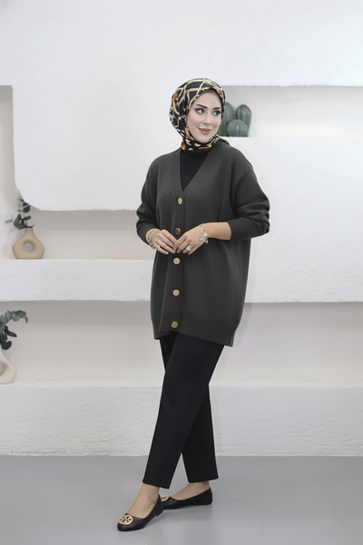 My City 41010 - Stylish Comfortable Buttoned Soft Women's Knitwear Long Cardigan