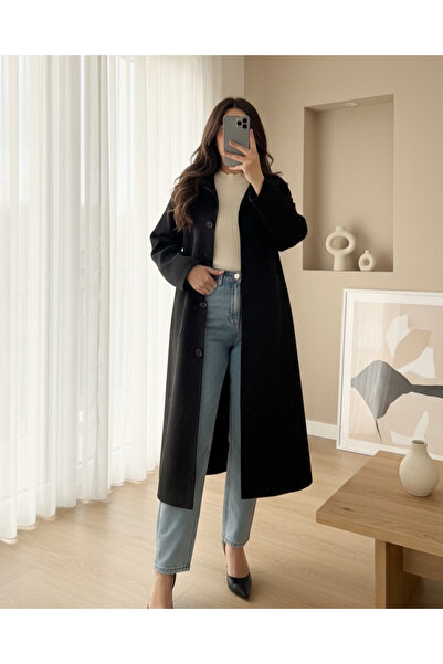 Modamorfo Full-length buttoned pocket coat - black