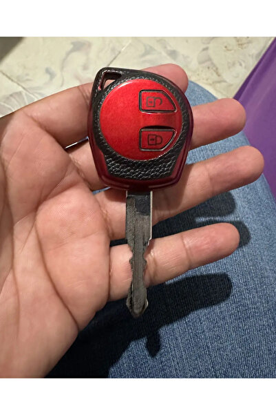 OEM Car key cover, black with red edge, matte TPU silicone – Suzuki Celerio/Liana/Swift/Splash/Alto