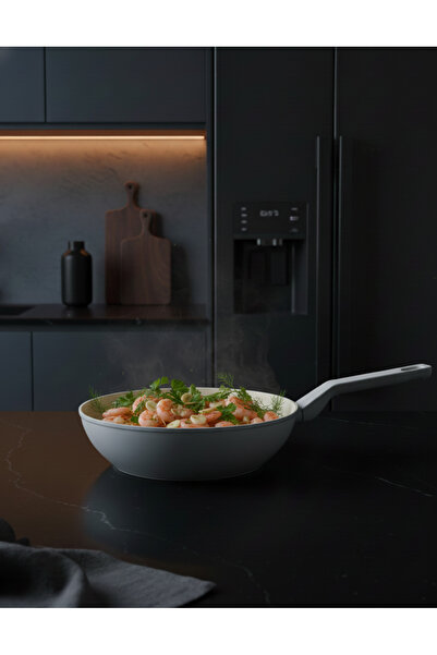 Jumbo Swiss Crystal Light Grey Wok Tava 28 cm