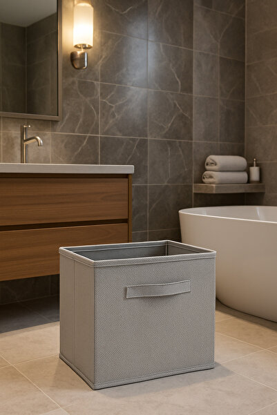 HomyJRs Gray Lidless Box Multi-Purpose Organizer Office Stationery Toy Box 30 X 30