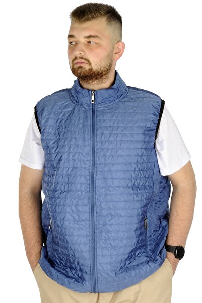 ModeXL Mode Xl Plus Size Men's Vest with Quilted Collar 22601 Blue