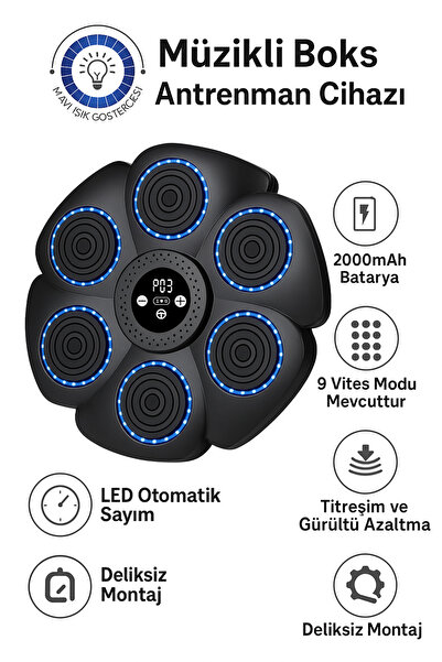 qasul Bluetooth Bağlantılı Akıllı Boks Antrenman Cihazı – Müzikli ve Işıklı Hedef