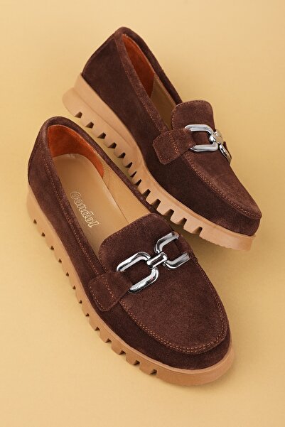 Gondol Справжня шкіра Нековзна підошва Зручні мокасини mlk.5529 Кавовий замш