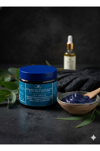 VİSKOYAT صابون أسود مع مسحوق نيلا المغربي 200 جرام/مسحوق نيلا المغربي سبا مغر...