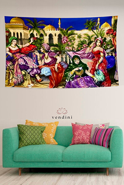 Vendini Vintage Series Coffee Shop Beauties Wall Tapestry Wall Covering Wall Tapestry