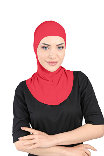 Ecardin Breathable Neck Collar Hijab - Tulle Fabric on the Back Clima Fit Hijab - St 228 Red