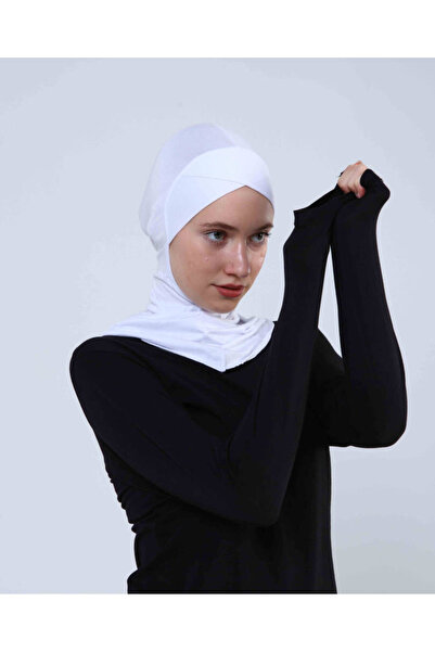 Ecardin Καπέλο με χιτζάμπ τουρμπάν με σταυρωτό λαιμό - St 232 Λευκό