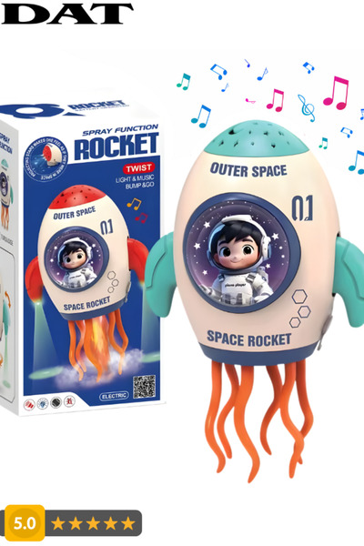 DAT لعبة رقص كهربائية على شكل صاروخ فضائي مع أضواء رذاذ وموسيقى، عرض نجمي دوا...