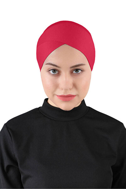 Ecardin بونيه حجاب متقاطع واسع ومريح - ST233 أحمر