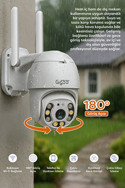 Gigoo Ptz Iç Ve Dış Mekan 360 Derece Çift Antenli 1080p Speed Dome Tipi Ip Güvenlik Kamerası