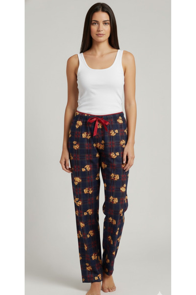 Melff Women's Navy Blue Teddy Bear Patterned Cotton Soft Waist Knitted Elasti...