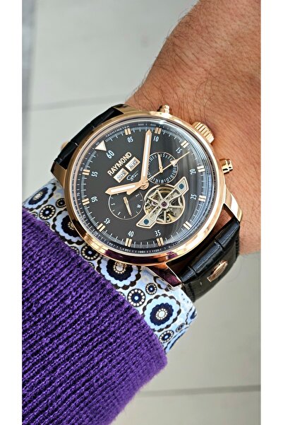 Raymond New Rym-4122 Men's Automatic Wristwatch - Steel Case and Leather Strap - 2 Years Warranty