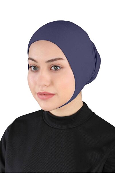 Ecardin Çeneli Rahat Boyunlu Hazır Hijab Bone - St 110 Lacivert