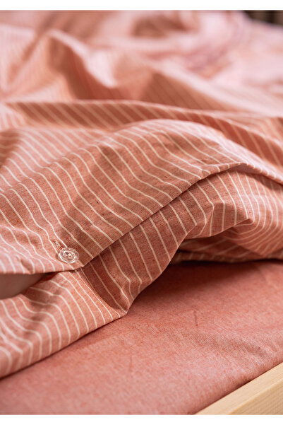 Monolisse Line %100 Cotton Ranforce Akay Red Yarn Dyed Duvet Cover Set Double Size - 200X220 cm
