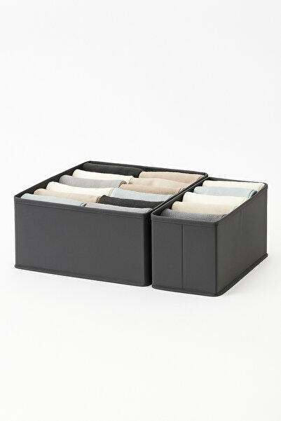 HomyJRs 2-Piece Anthracite Drawer Organizer Set - Multi-Purpose Cabinet Box Set