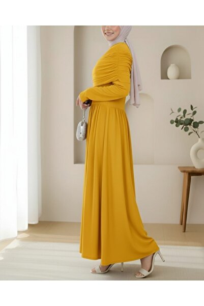 Modamorfo Rochie lungă Sandy cu detaliu pliat - Galben