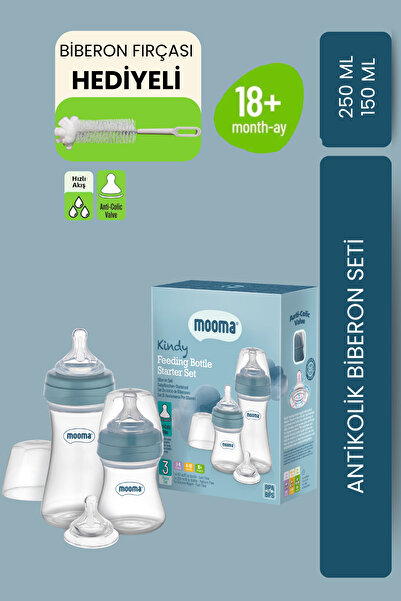 MOOMA Kindy 150 ve 250 ml Biberon Yenidoğan Başlangıç Seti - Bowl Blue