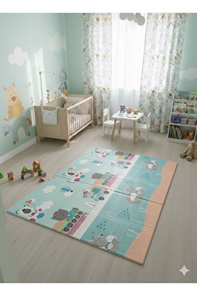 JOYLINO Katlanabilir Çift Taraflı Eğitici Çocuk Oyun Matı, Halısı 180x150 (Ta...